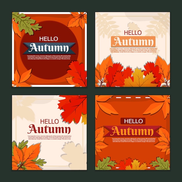 Vector hello autumn day festivity social media post template