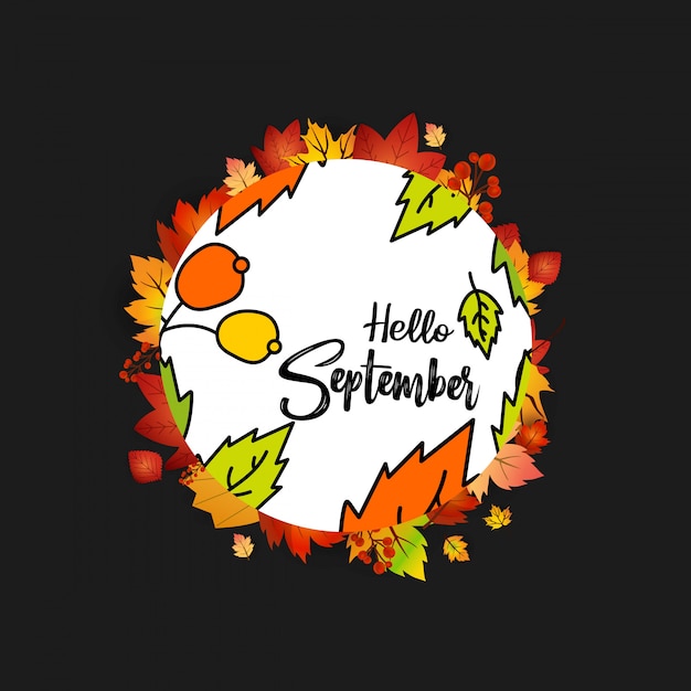 Vector hello autumn design with dark background vector