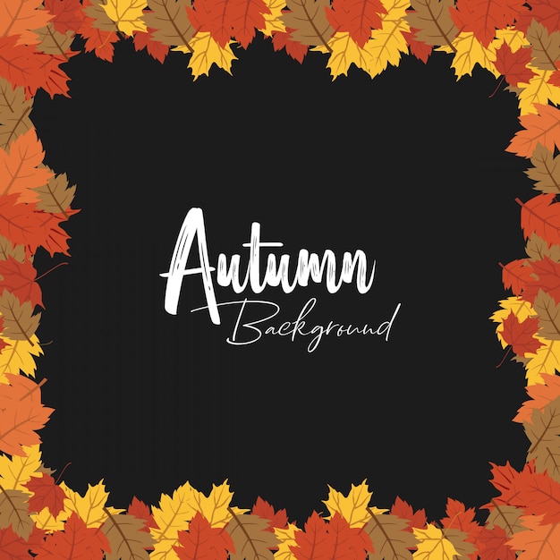 Вектор hello autumn дизайн с темным фоном вектор