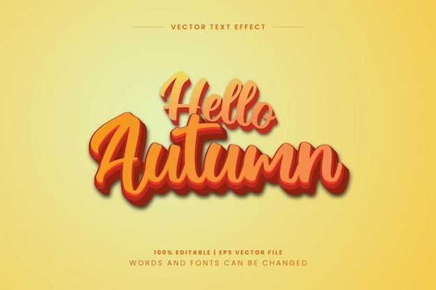 Hello autumn editable 3d text effect template