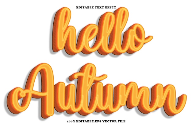 Hello Autumn Editable Text Effect 3D Emboss Gradient Style