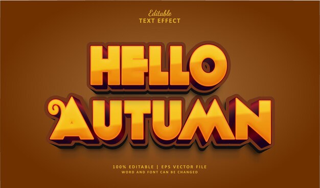 Hello Autumn Редактируемый текст Эффект Стиль 3d