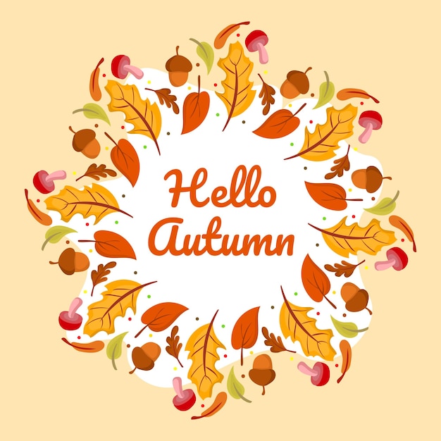 hello autumn frame background vector illustration