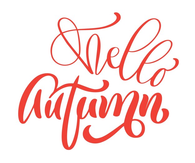 Hello autumn hand lettering phrase on orange Vector Illustration tshirt or postcard print design