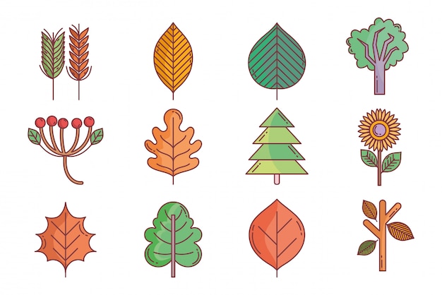 Hello autumn icons collection