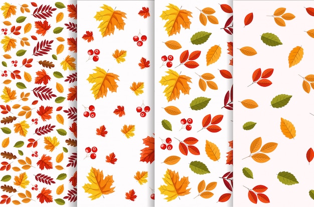 Hello autumn, leaves pattern set