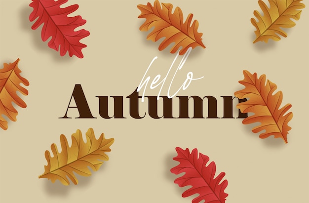 Ciao foglie d'autunno con testo