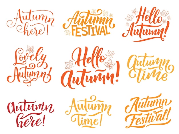 Hello autumn lettering for fall season holiday