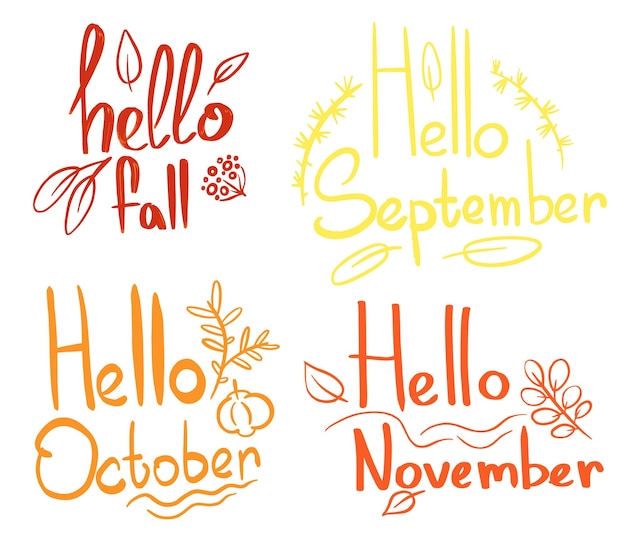 Vector hello autumn lettering text. ink brush pen vector calligraphy. modern brush phrase.