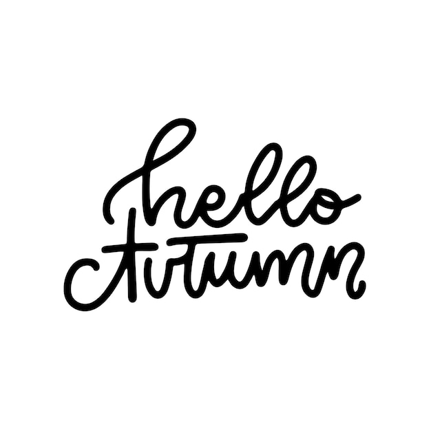 Hello autumn  linear logo design isolated on white background hello autumn typography and lettering ...