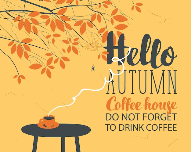 hello autumn poster for coffee house