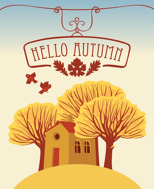 Vector hello autumn poster