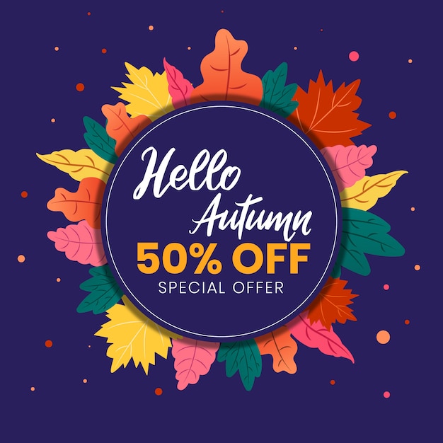 Vector hello autumn sale banner