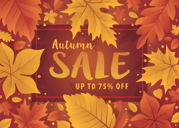 Hello autumn season . Autumn background with fall leaves. Autumn Sale template with leaf. Shopping sale banner,