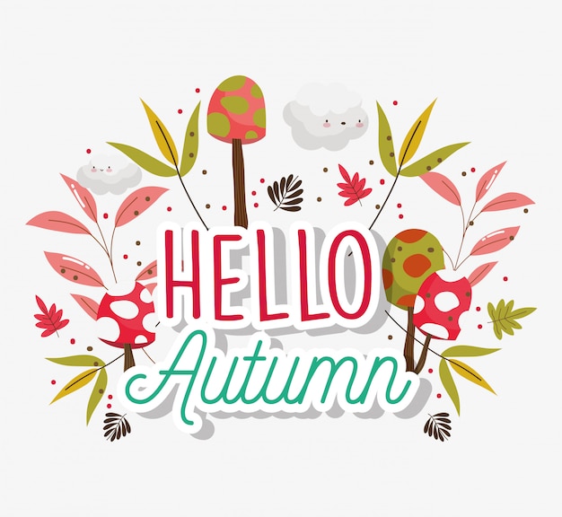 Hello autumn season flat