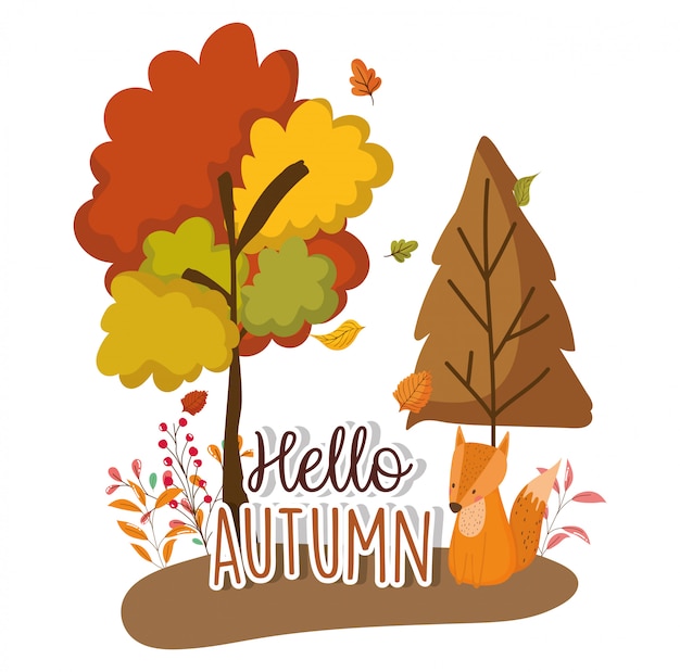 Hello autumn season flat