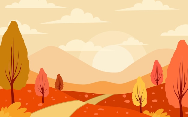 Vector hello autumn season landscape outdoor