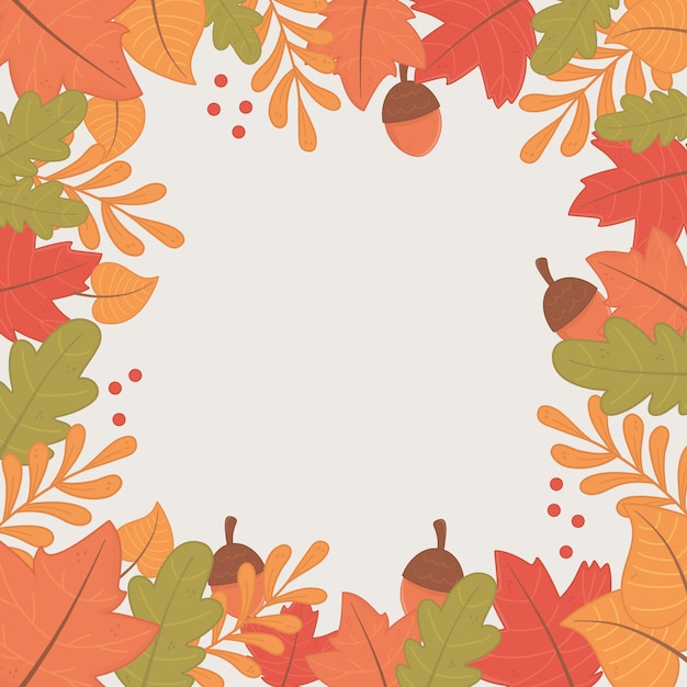 Vector hello autumn season leafs frame