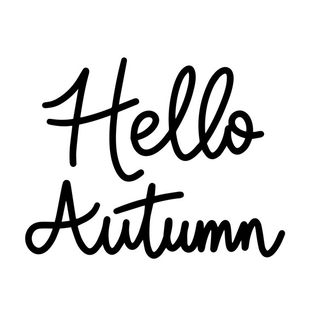 Hello autumn text banner minimal handwriting inscription hello autumn black color isolated