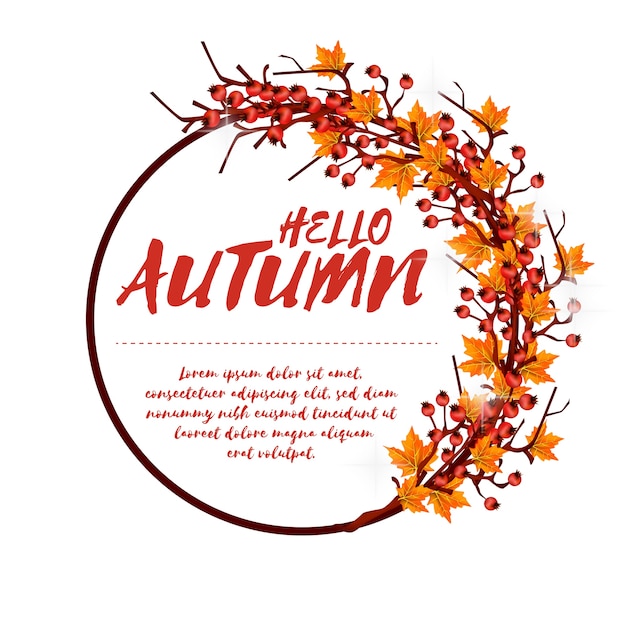 Hello autumn and thank you background card with leaves maple