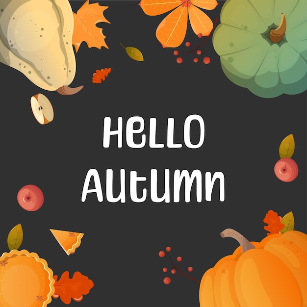 Hello Autumn Vector set of elements background