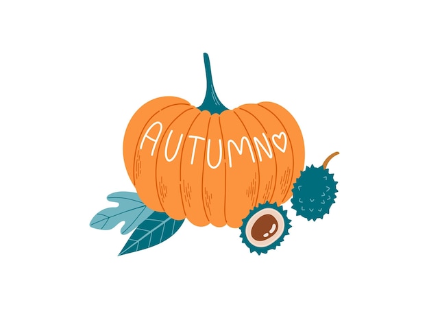 Vector hello autumn warm fall season pumpkin vector illustration