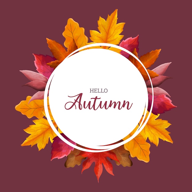 hello autumn watercolor illustration frame