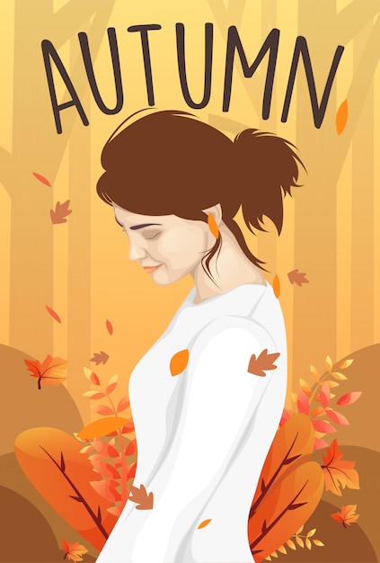 hello autumn women illustration