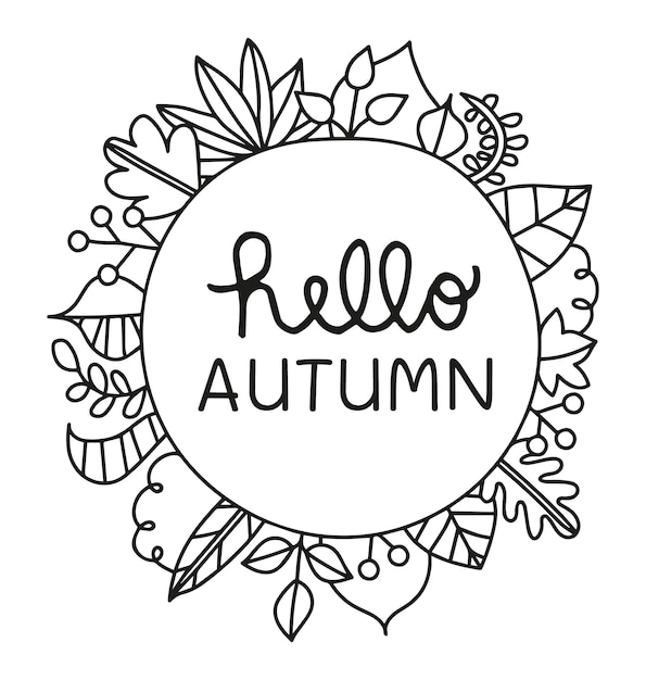 Hello autumn wreath vector illustration