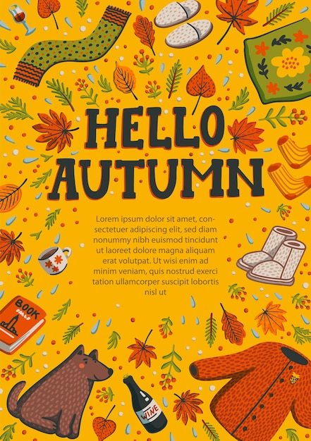 Hello autumn yellow card