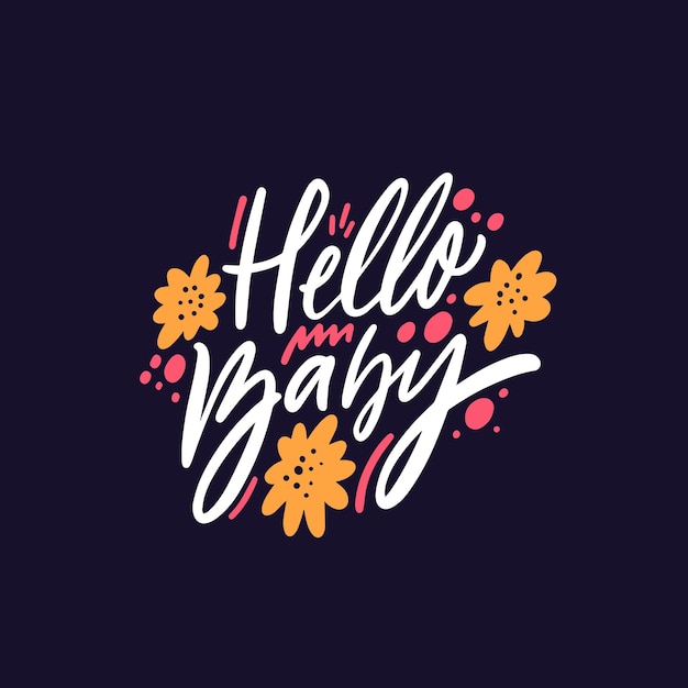 Hello Baby. Colorful modern brush calligraphy phrase. Vector art.