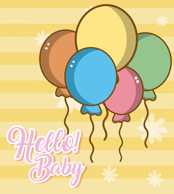 Hello baby cute and tender cartoons card 