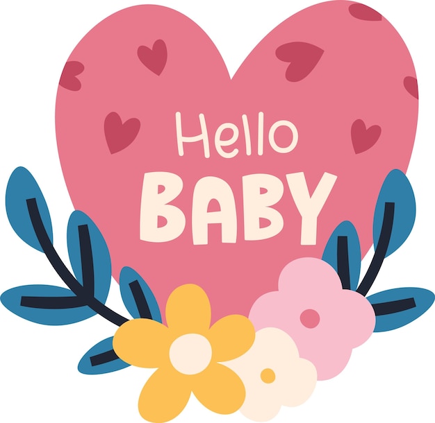 Vector hello baby heart badge