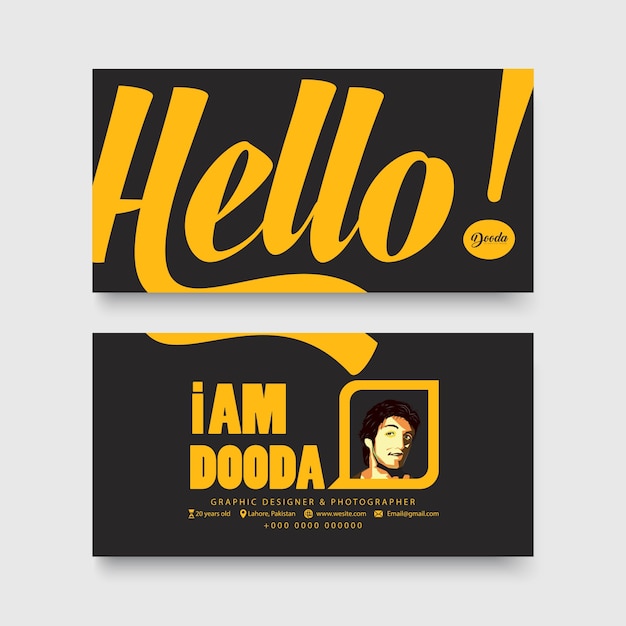 Vector hello black and yellow business card