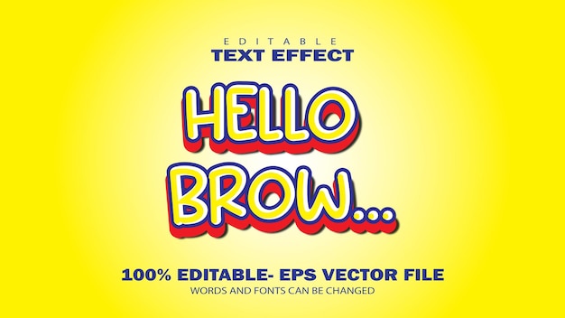 hello brow text effect design cool with 3d design