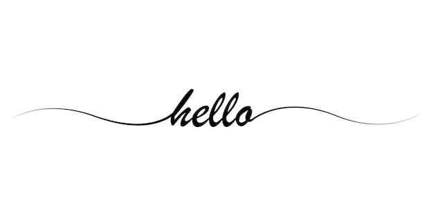 Hello caligraphic greeting phrase vector decoration element Word hand written with ink