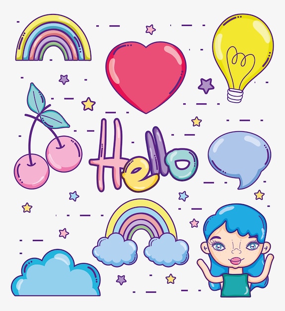 Hello card with cute cartoons