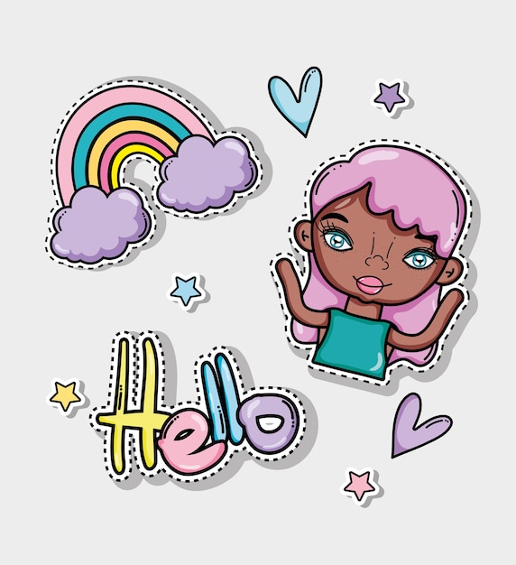 Vector hello card with cute cartoons