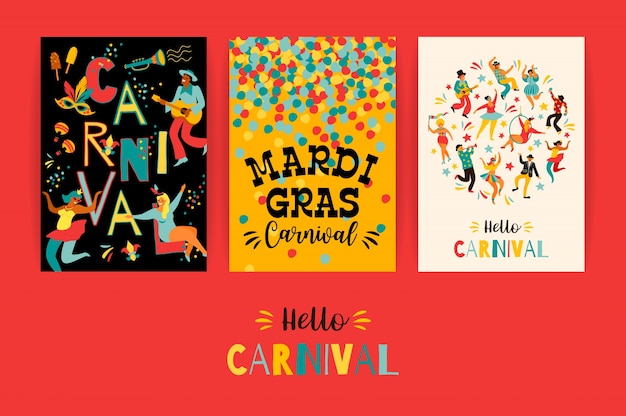 Hello carnival . vector templates for mardi gras concept