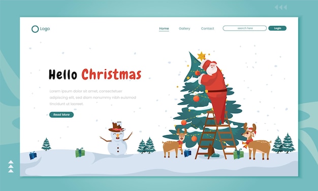 Hello Christmas greeting illustration on homepage designs