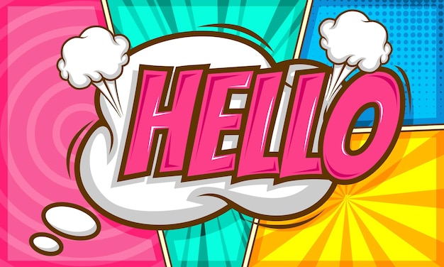 Hello comic speech bubble expression text background