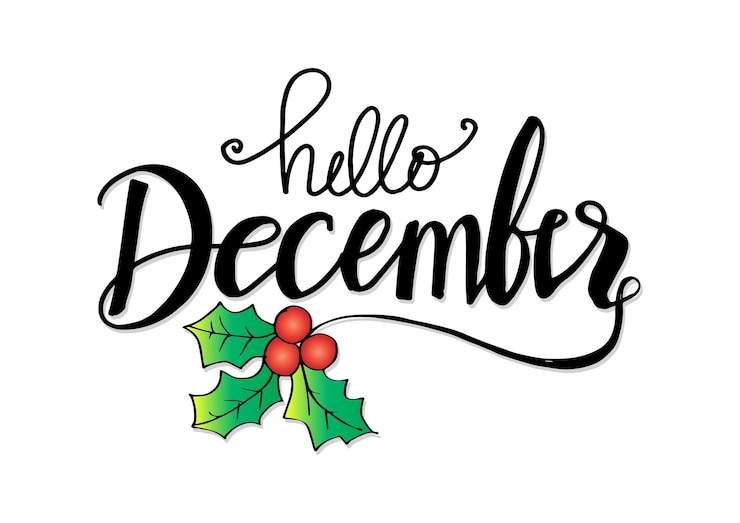 Vector hello december greeting card.
