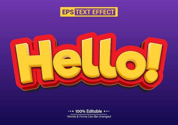 Hello editable text effect design vector