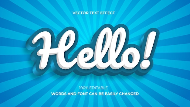 Hello editable text effect Premium EPS Vector