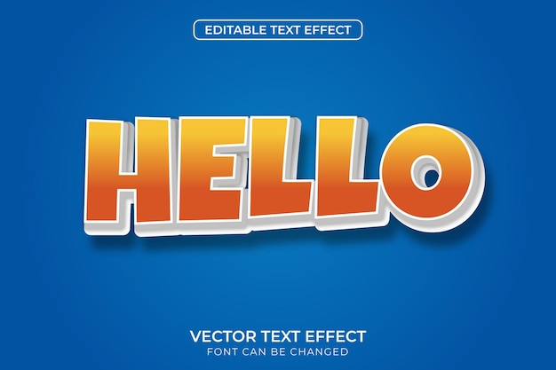 Hello editable text effect vector