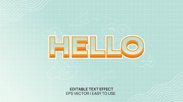 Vector hello editable text effect with background