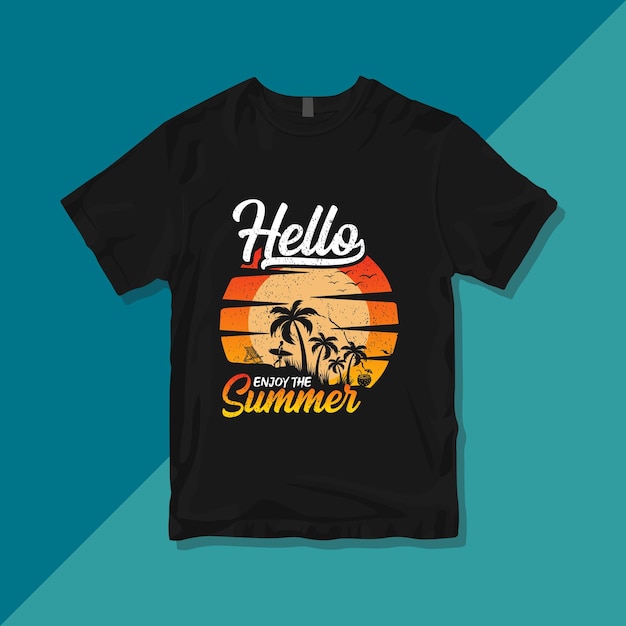 Hello enjoy the summer, Premium vector, Summer Vintage T-shirt Design