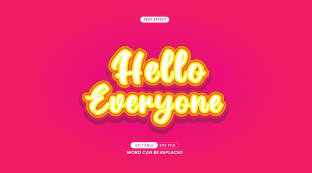 Hello Everyone Vector Text Effect editable