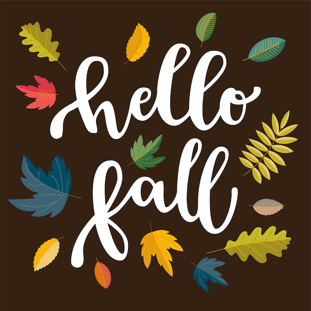 Vector hello fall, autumn quote