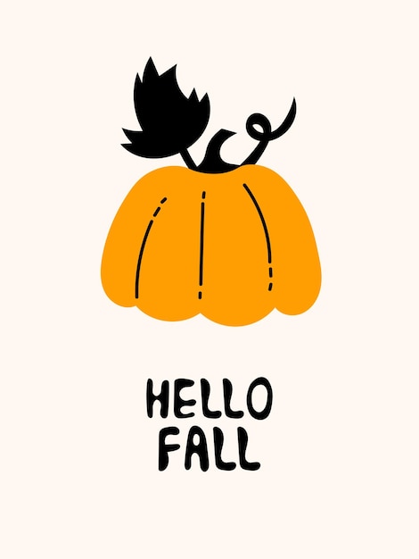 Hello Fall Greeting Card with Pumpkin and lettering